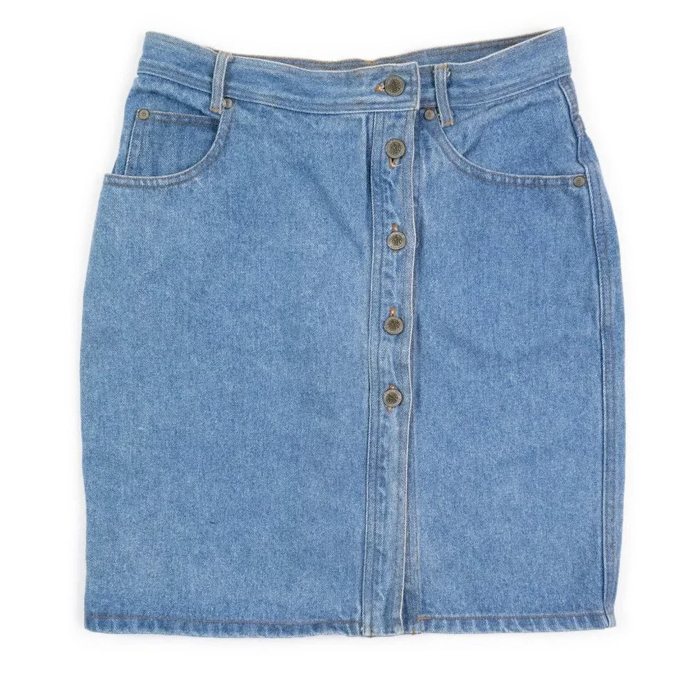 Gitano Light Blue Denim Button-Front Asymmetrical Skirt